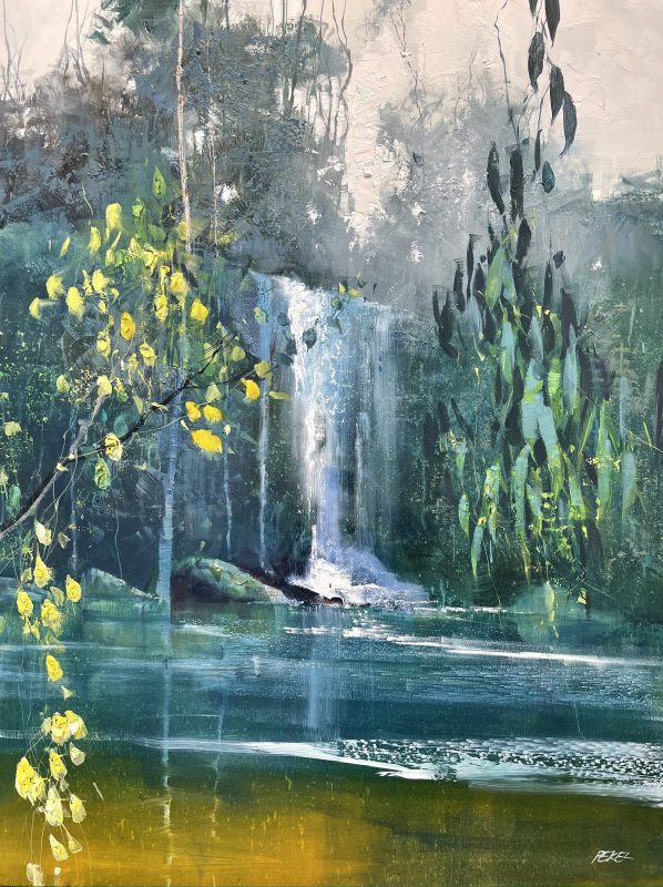 Waterfall in sunlight Mount Tamborine