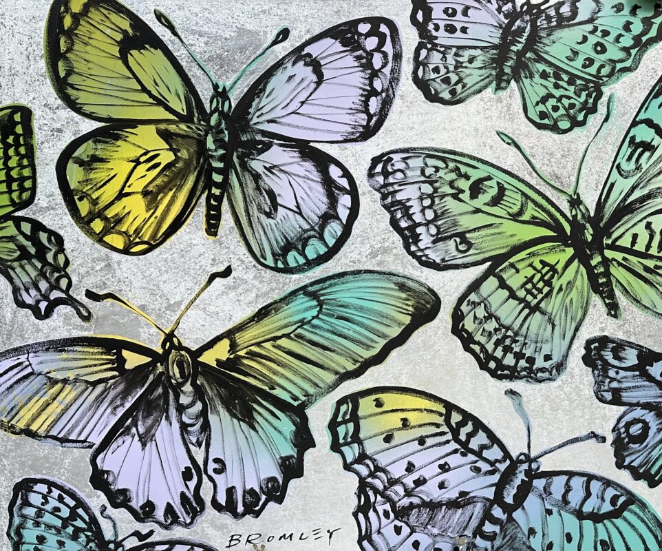 Teal and Purple Butterflies on silver